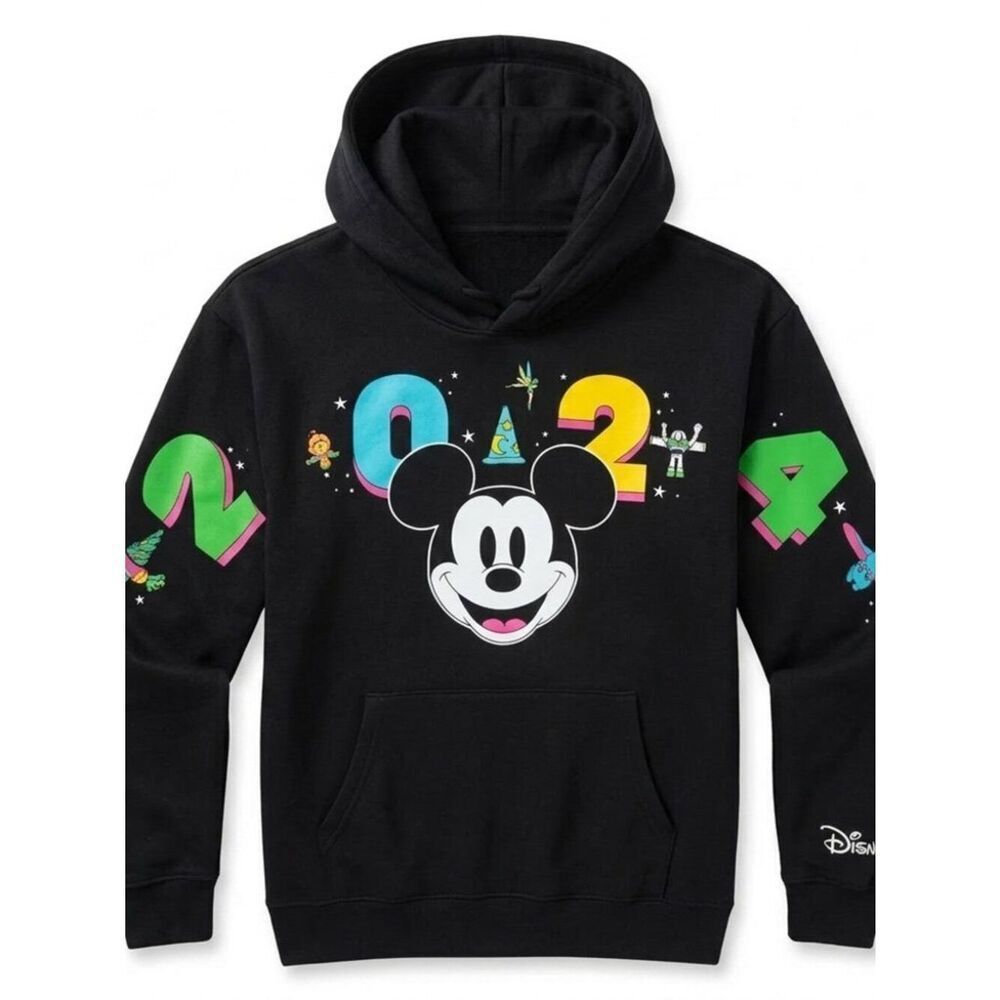 Disney Mickey Neon Graphic Hoodie Womens XXL Black Cotton Pullover